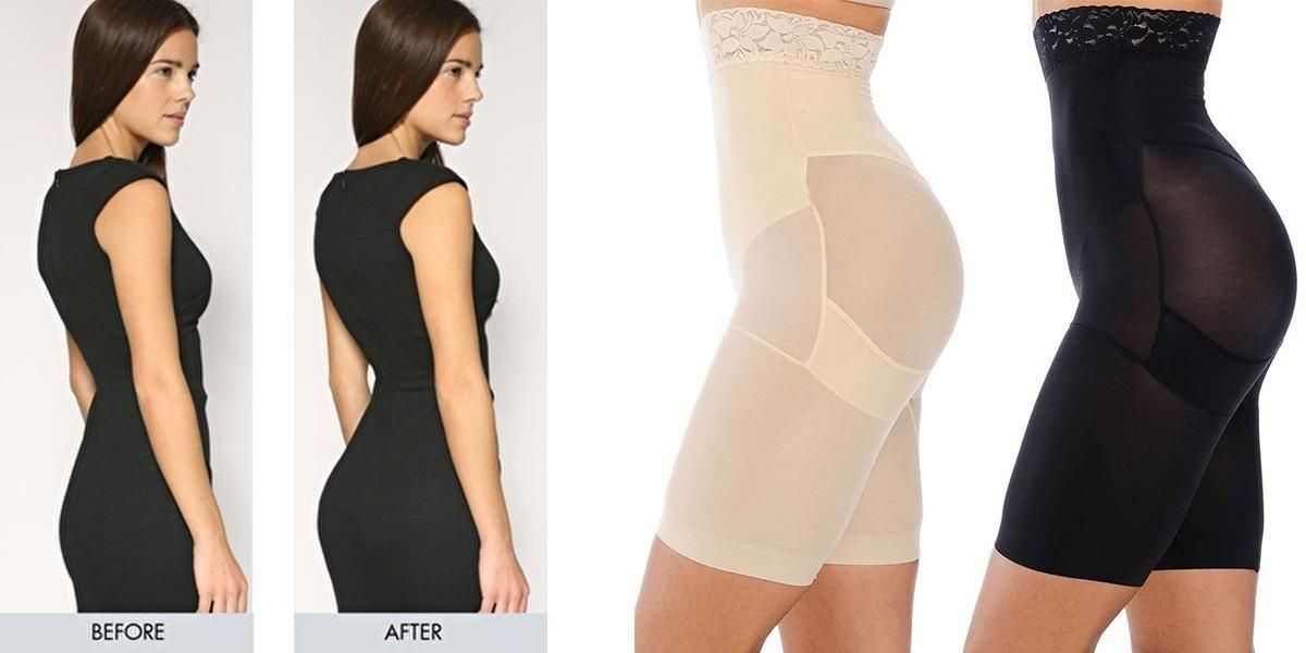 4-in-1 Women’s Slim Shape Wear – Quick Tummy, Back, Thigh &amp; Hip Shaper, Seamless Tummy Tucker, Black, S-XXL