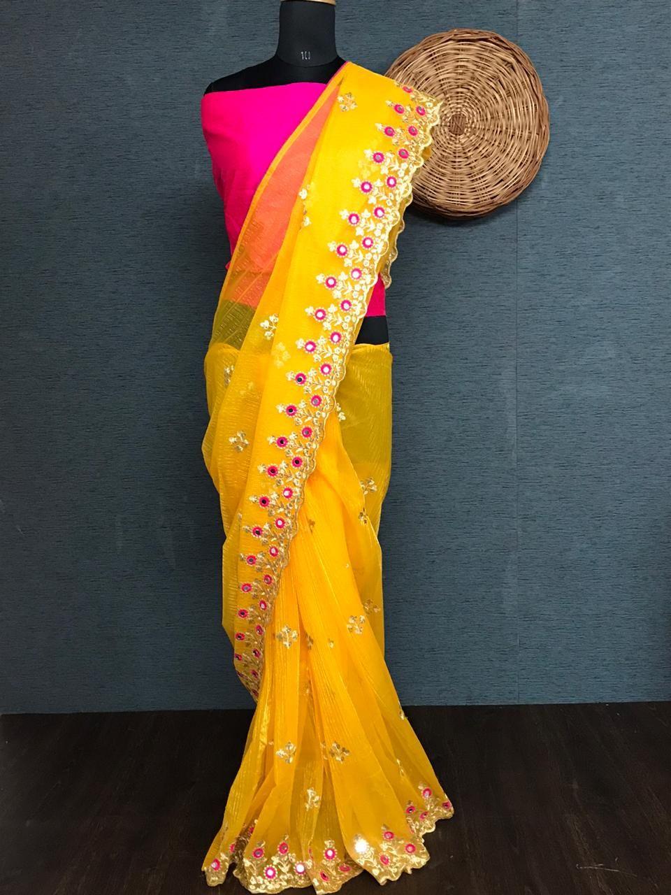 Delicate Net Sarees with Embroidered Work – Designer Collection